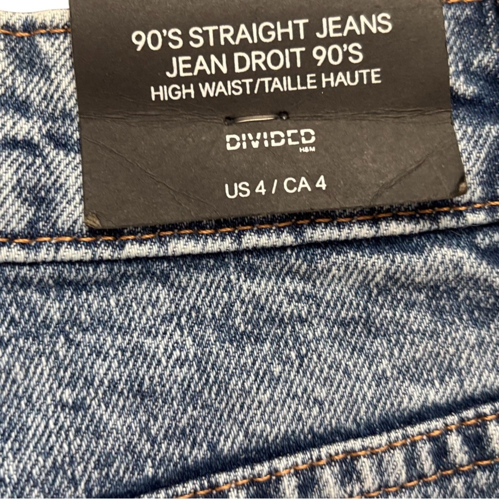 NEW H&M Divided 90s Straight Jeans Women’s Size 4 High Waist Acid Wash Denim - Picture 3 of 11